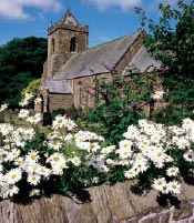 Church nestled in beautiful village