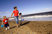 Playing down on Fleetwood beach